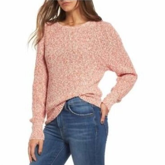 Free People Electric City Orange Knit Pullover Sweater - L - Great Condition - Picture 1 of 7